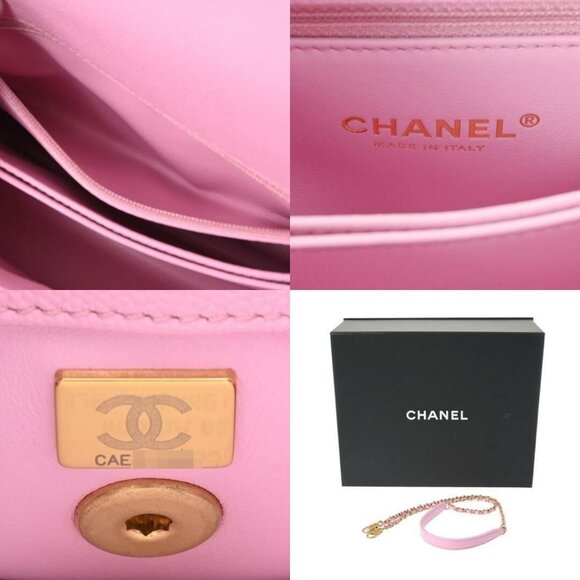 CHANEL Caviar Quilted Mini Coco Chain Handle Flap Bag Purse Tote Pink - Picture 9 of 10